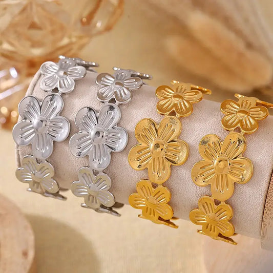 Discover Timeless Elegance in Theora & Co’s Gold Flower Bracelets