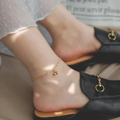 18k Gold Ball Starry Design Anklet - Retro Mori Style All Delicate Gold Chain Anklet Adorned Female Teens