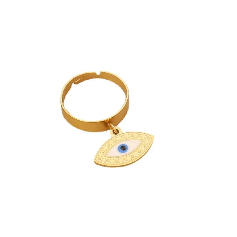 18k Gold Blue Evil Eye Jewellery Set | Bracelet Earrings & Ring Protection All Gold-toned Adjustable Ring Evil Eye