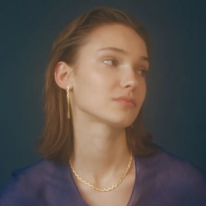 18k Gold Braid Earrings - Twisted Woven Design All Gold Chain Necklace Sleek Link Female Adults