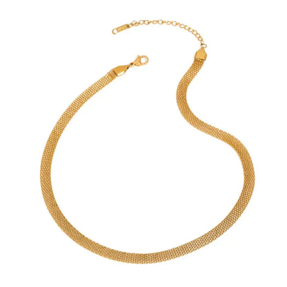 18k Gold Braided Necklace - Elegant Woven Chain All Gold-toned Mesh Chain Necklace Sleek Female Adults