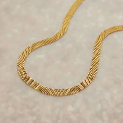 18k Gold Braided Necklace - Elegant Woven Chain All Delicate Gold Mesh Chain Fine Female Adults