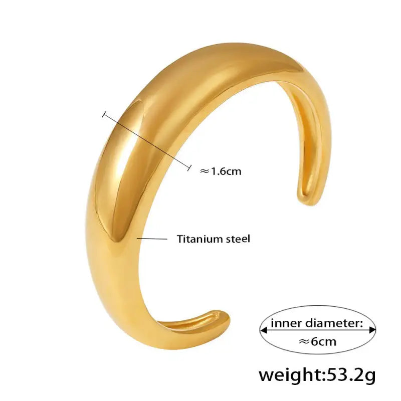 18k Gold C-shaped Bracelet - Theora & All Gold-colored Sleek Minimalist Open Cuff Unisex Adults