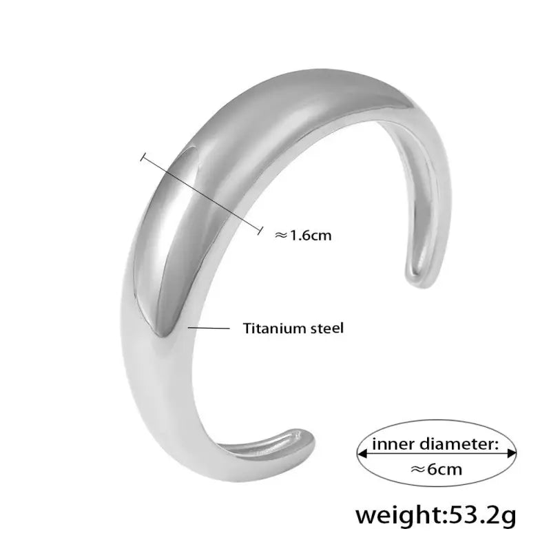 18k Gold C-shaped Bracelet - Theora & All Sleek Minimalist Titanium Steel Cuff Unisex Adults