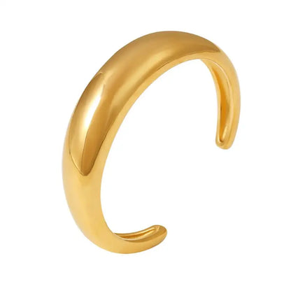 18k Gold C-shaped Bracelet - Theora & All Gold-toned Minimalist Open Cuff Bracelet Unisex Adults