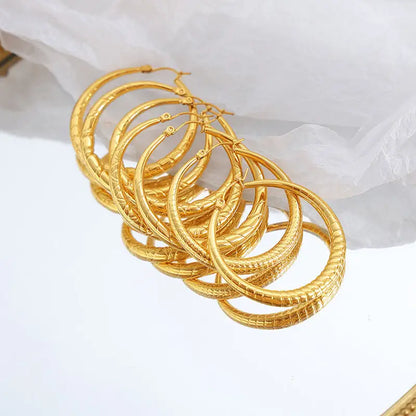 18k Gold Circle Hoop Earrings | Textured Woven Pattern Statement Hoops All Golden Hoop Earrings Textured Braided Female