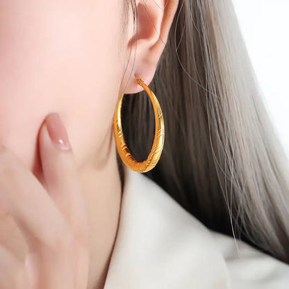 18k Gold Circle Hoop Earrings | Textured Woven Pattern Statement Hoops All Gold Hoop Textured Braided Design Female All
