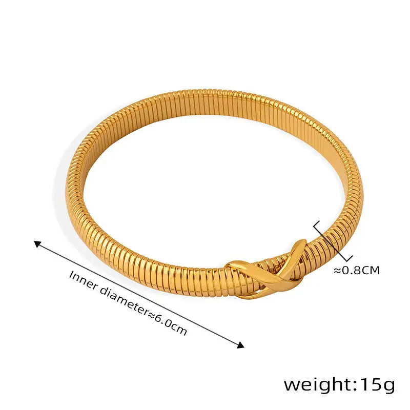 18k Gold Cross Adjustable Bangle Bracelet | Four Coil Design Luxury Jewellery All Gold-colored Snake-like Bangle