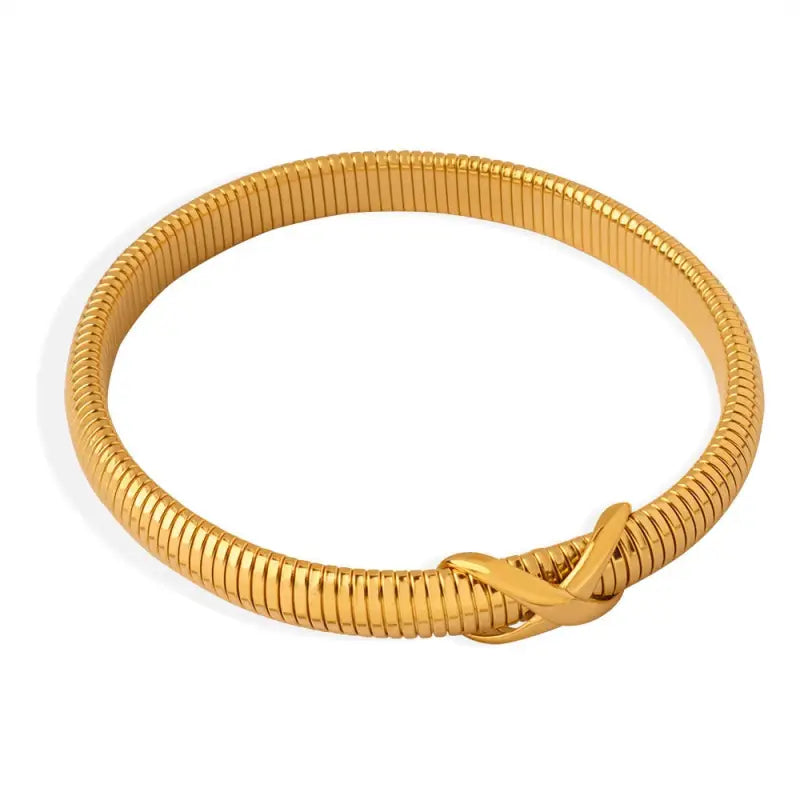 18k Gold Cross Adjustable Bangle Bracelet | Four Coil Design Luxury Jewellery All Gold-toned Snake-link Bangle Sleek
