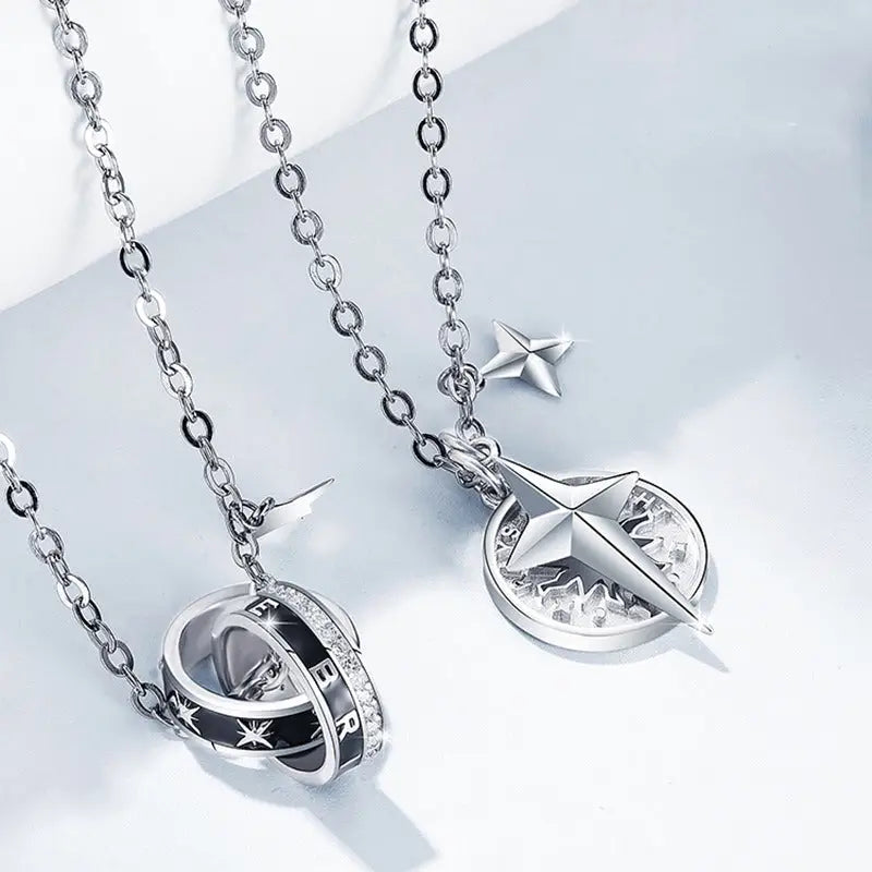 18k Gold Cross Ring Pendant Necklace - Luxury High-end All Silver Star-themed Necklace Circular Pendant Male Adults