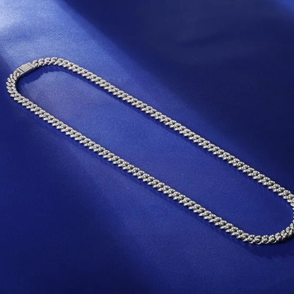 18k Gold Cuban Chain Necklace - Bold Diamond Statement All Silver-toned Cuban Link Chain Necklace Male Adults