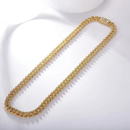 18k Gold Cuban Chain Necklace - Bold Diamond Statement All Gold-colored Chain Necklace Link Design Male Adults