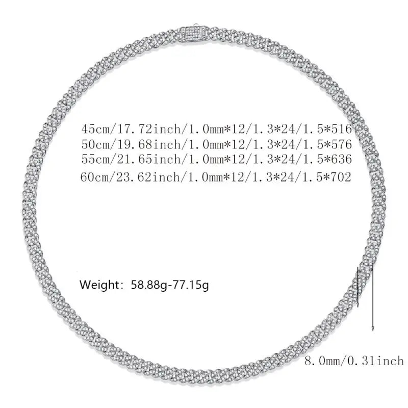 18k Gold Cuban Chain Necklace - Bold Diamond Statement All Silver Chain Necklace Adorned Numerous Male Adults