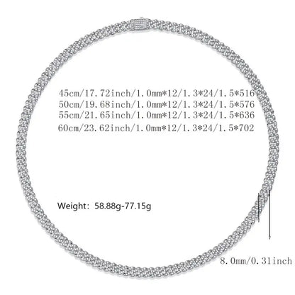 18k Gold Cuban Chain Necklace - Bold Diamond Statement All Silver Chain Necklace Adorned Numerous Male Adults