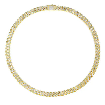 18k Gold Cuban Chain Necklace - Bold Diamond Statement All Gold-colored Cuban Link Necklace Adorned Male Adults