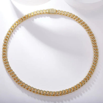 18k Gold Cuban Chain Necklace - Bold Diamond Statement All Gold-colored Cuban Link Necklace Adorned Male Adults