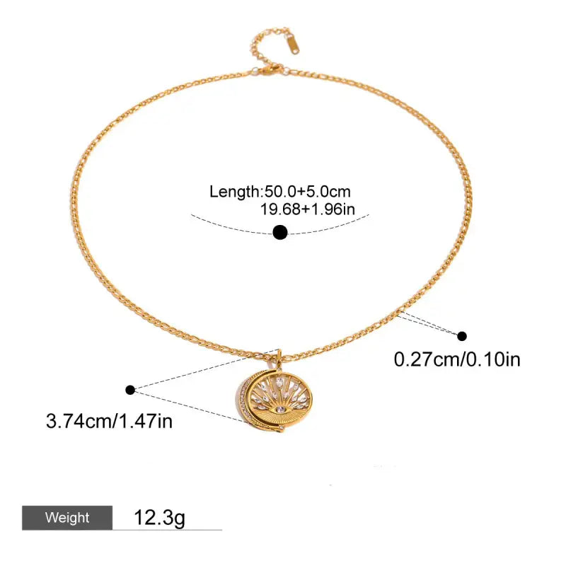 18k Gold Devil’s Eye Diamond Necklace - Protective All Gold-toned Chain Necklace Circular Locket Female Adults