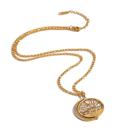 18k Gold Devil’s Eye Diamond Necklace - Protective All Gold-toned Necklace Circular Pendant Eye Female Adults