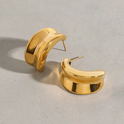 18k Gold Earrings - Huggie Hoop Jewellery All Gold-toned Minimalist Hoop Earrings Sleek Female Adults