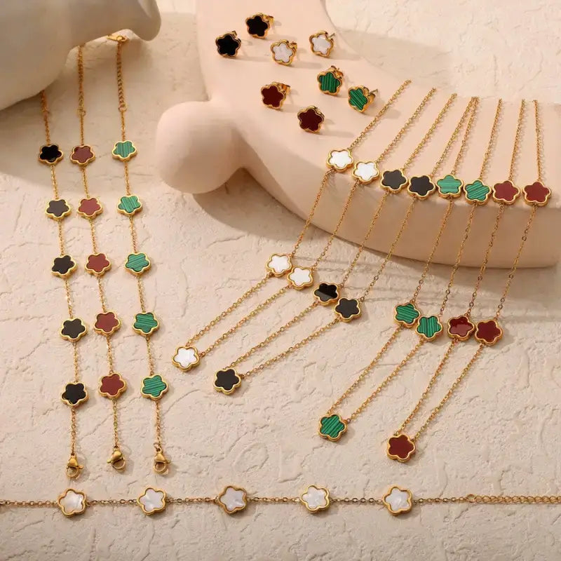 18K Gold Matching Jewellery Set Australia - Coordinated Necklace Bracelet Earrings