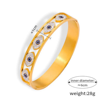 18k Gold Diamond Bracelet - Luxury Bangle All Gold-toned Bangle Bracelet Five Oval-shaped Female Adults