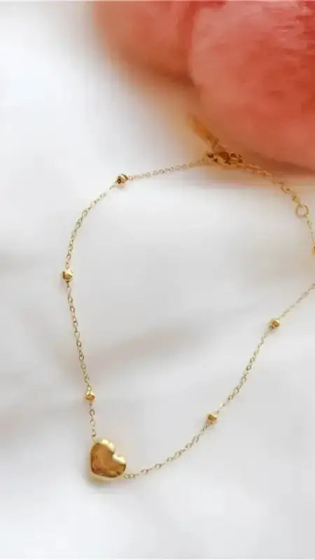 Gold Peach Heart Love Design Titanium Steel Anklet - Only - ALL