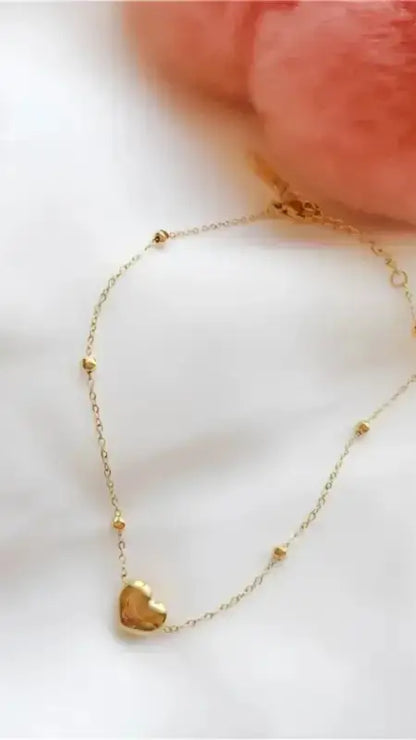 Gold Peach Heart Love Design Titanium Steel Anklet - Only - ALL