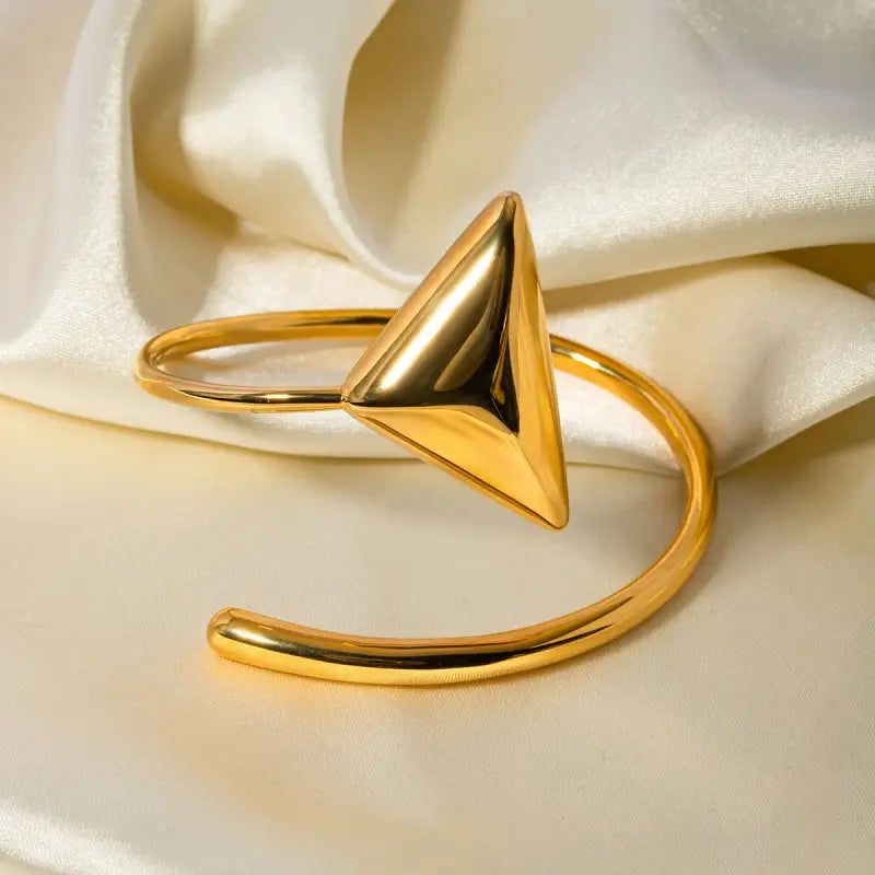 Triangular Gold Bracelets 18K Gold Triangle Bangle Bracelet | Adjustable Geometric Design Luxury ...