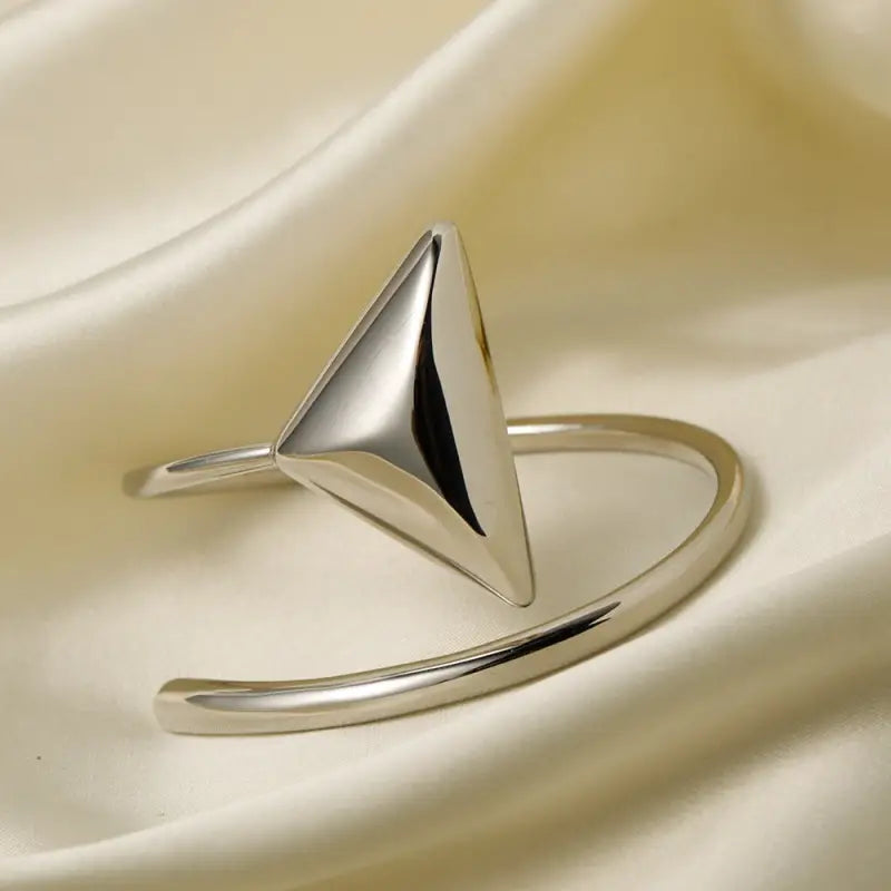Triangular Gold Bracelets 18K Gold Triangle Bangle Bracelet | Adjustable Geometric Design Luxury ...