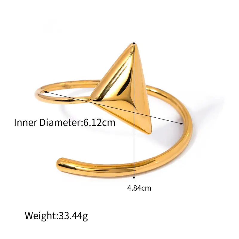 Triangular Gold Bracelets 18K Gold Triangle Bangle Bracelet | Adjustable Geometric Design Luxury ...