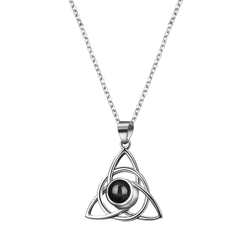 Interwoven Ring Triangle Projection Necklace – Custom Photo Pendant ...