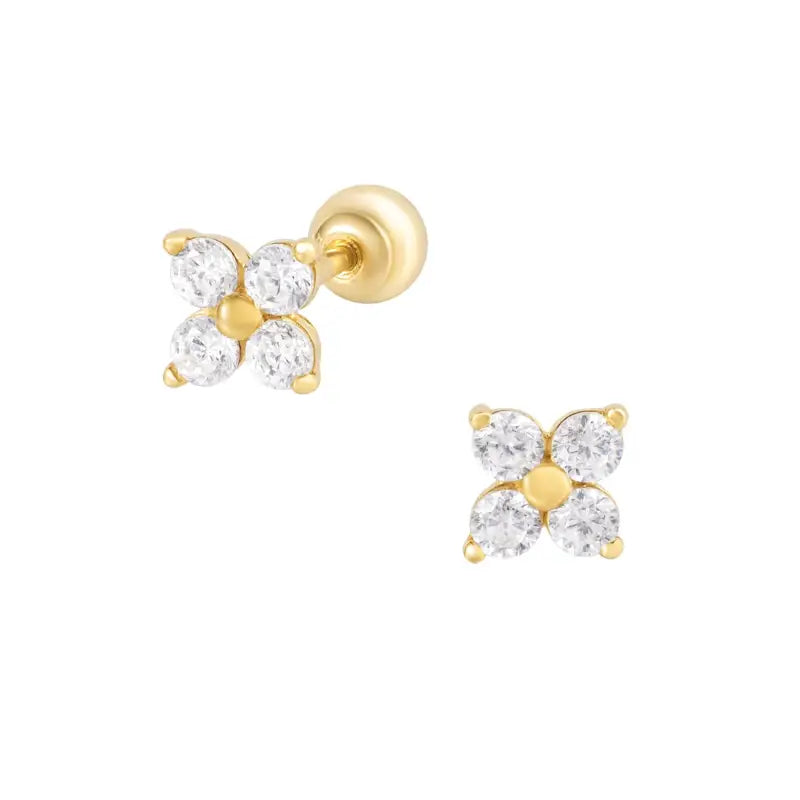 Gold Flower Earrings Solid Gold Flower Earrings - Jewelry & Accessories - Fine Jewelry - Earrings