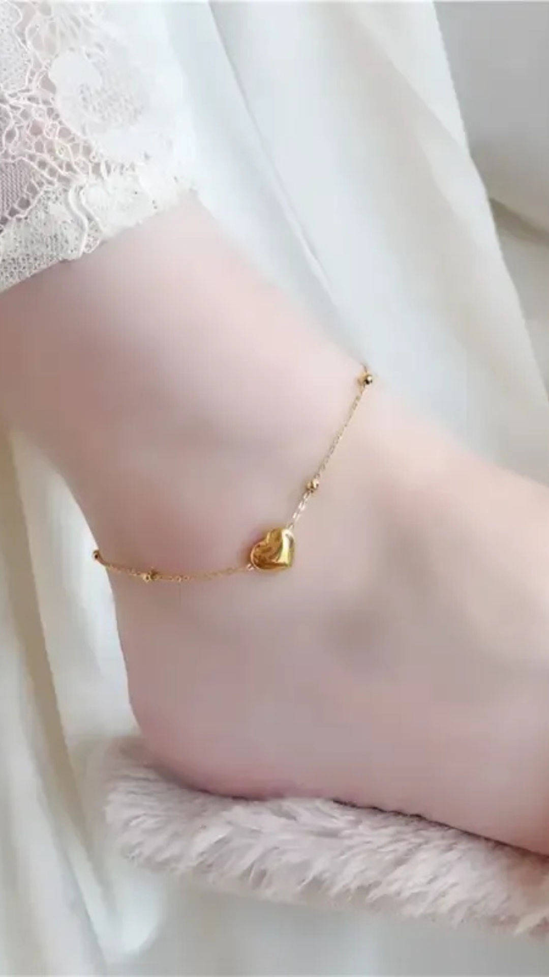 Gold Peach Heart Love Design Titanium Steel Anklet - Only - ALL