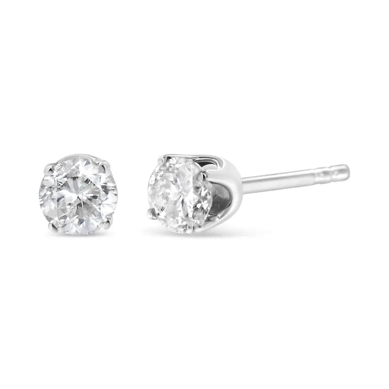 14K White Gold 5/8 Cttw Round Brilliant-Cut Lab Grown Diamond Classic Earrings - One Color / One Size - Jewelry &