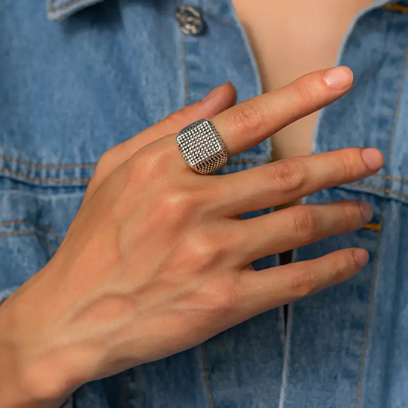 Square Design Men’s Ring – Modern Minimalist Statement for Everyday Style - Only - ALL