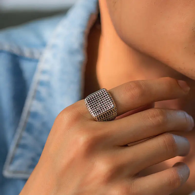 Square Design Men’s Ring – Modern Minimalist Statement for Everyday Style - Only - ALL